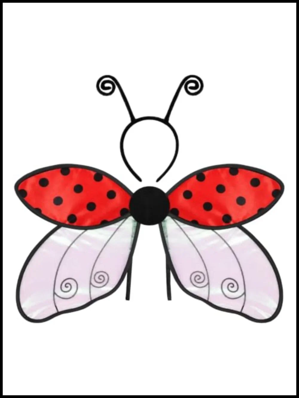Ladybug Wings Costume Set with Antenna Headband - Halloween Insect Fairy